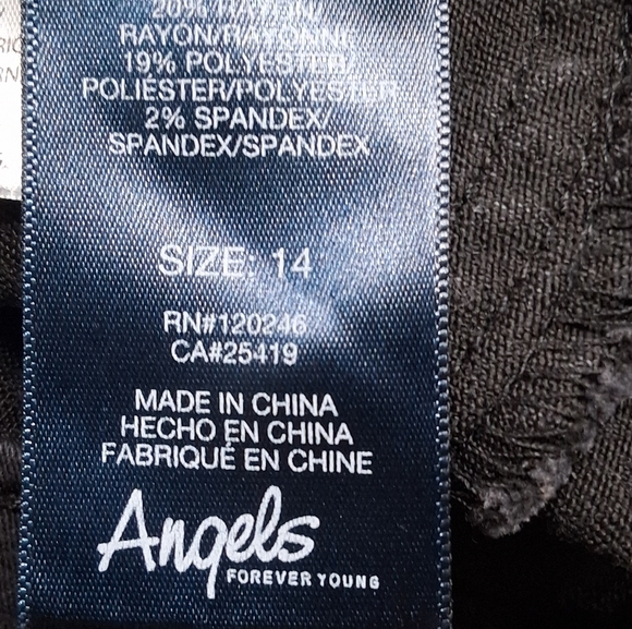 Angels Forever Young Black Denim Pants  Size 14L - Picture 10 of 10